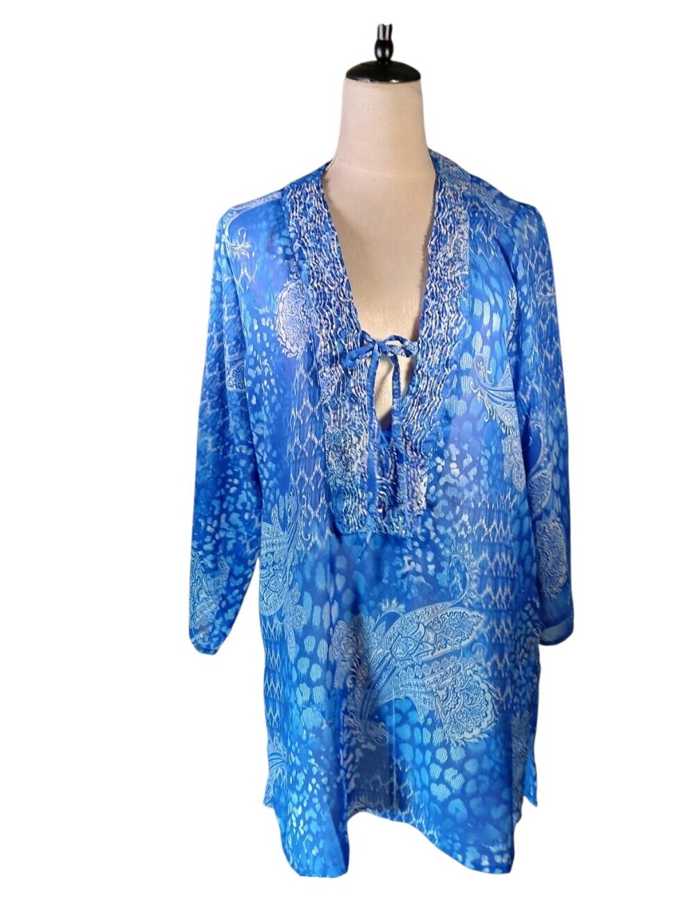 NWOT Swim Cover Beaded V Neck Size Large